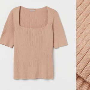 Rib-knit Top - Beige